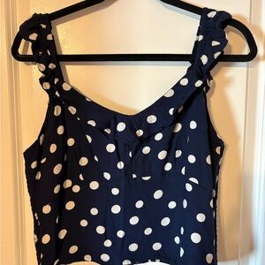 Abercrombie & Fitch Navy and White Polka Dot Blouse